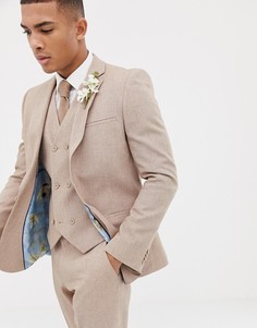 Приталенный пиджак верблюжьего цвета ASOS DESIGN wedding-Бежевый