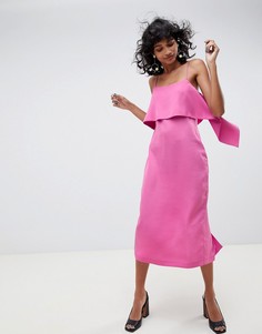 Платье на бретельках с оборками ASOS WHITE-Розовый