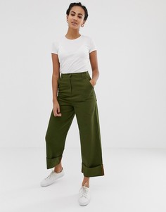 Брюки прямого кроя в стиле милитари ASOS DESIGN-Зеленый