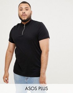 Черная футболка с высоким воротом на молнии ASOS DESIGN Plus-Черный