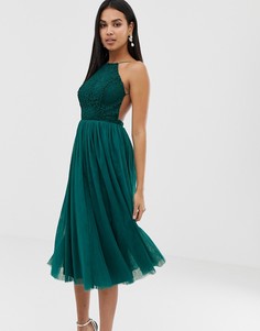 Тюлевое платье миди с кружевным лифом ASOS DESIGN-Мульти