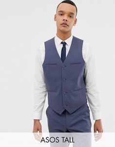 Синий приталенный жилет ASOS DESIGN Tall