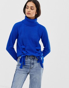 Джемпер с высоким воротом и отделкой \лесенка\" QED London-Синий