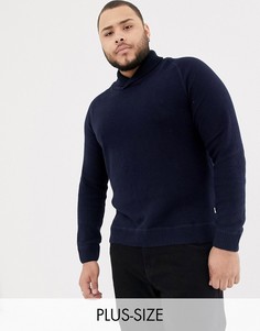 Темно-синий трикотажный джемпер с отворачивающимся воротником Jack & Jones Originals