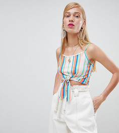 Топ в разноцветную полоску с завязкой спереди New Look-Мульти