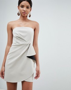 Платье мини в стиле оригами ASOS DESIGN-Серый