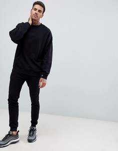 Спортивный костюм из oversize-свитшота и супероблегающих джоггеров ASOS DESIGN-Черный