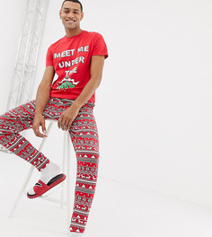 Новогодняя пижама с принтом омелы ASOS DESIGN-Мульти