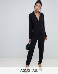 Комбинезон в стиле смокинга ASOS DESIGN Tall-Черный