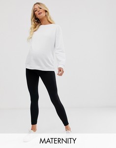 Хлопковые леггинсы ASOS 4505 Maternity-Черный