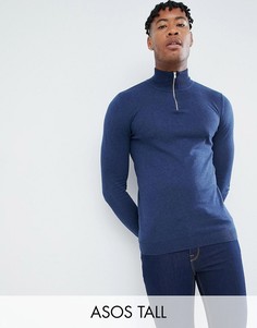 Темно-синий трикотажный джемпер с молнией до груди ASOS DESIGN Tall