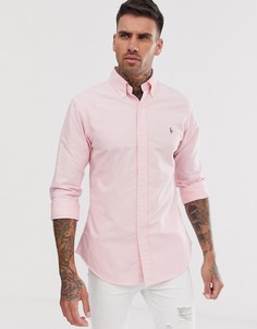 Розовая облегающая оксфордская рубашка на пуговицах с логотипом Polo Ralph Lauren-Розовый