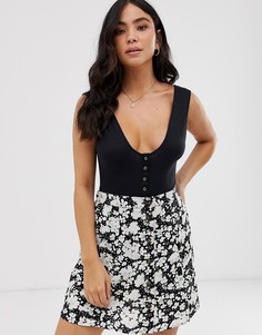 Боди на пуговицах Free People Take Me Out-Черный
