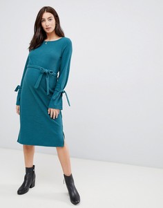Трикотажное платье-джемпер мини с длинными рукавами Mamalicious maternity-Зеленый Mama.Licious