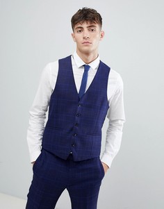 Фланелевый облегающий жилет в клетку Moss London-Синий