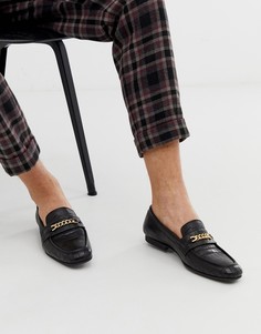 Черные кожаные лоферы с трензелем ASOS DESIGN-Черный