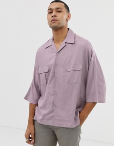 Свободная рубашка из вискозы с рукавами до локтя ASOS DESIGN-Розовый