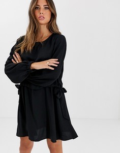 Платье мини с длинными рукавами ASOS DESIGN-Черный
