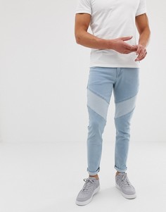 Синие джинсы скинни со вставками ASOS DESIGN-Синий