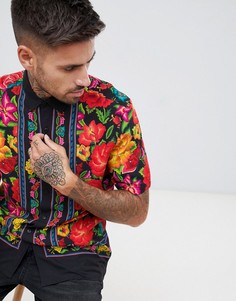 Классическая рубашка с цветочным принтом ASOS DESIGN-Черный