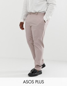 Бежевые зауженные брюки из эластичного хлопка ASOS DESIGN Plus wedding-Бежевый