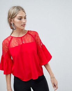 Блузка с кружевной вставкой Vero Moda-Красный