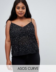 Топ с пайетками ASOS DESIGN Curve-Черный