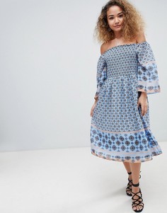 Платье миди с открытыми плечами En Creme-Мульти