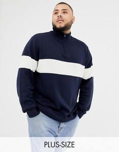 Джемпер в полоску на молнии Another Influence PLUS-Темно-синий