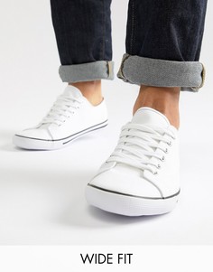 Белые кеды на шнуровке для широкой стопы ASOS-Белый