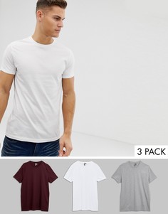 Футболка с круглым вырезом ASOS DESIGN - Набор из 3 шт. со скидкой-Мульти