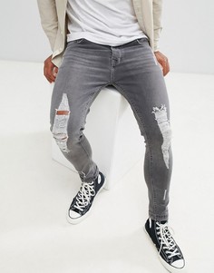 Светло-серые выбеленные джинсы скинни Brave Soul-Серый