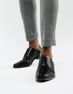 Черные кожаные оксфордские туфли со вставкой на носке ASOS DESIGN-Черный