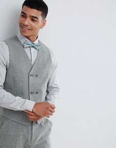 Облегающий жилет цвета хаки со штрихованным узором ASOS DESIGN wedding-Зеленый