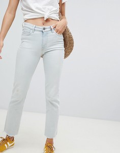 Прямые джинсы с завышенной талией и необработанным краем MiH Jeans-Синий