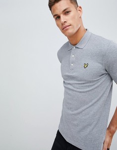 Светло-серая футболка-поло из пике с логотипом Lyle & Scott-Серый