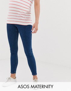 Синие джинсы скинни с посадкой под животом ASOS DESIGN Maternity Ridley-Синий
