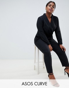 Комбинезон в стиле смокинга ASOS DESIGN Curve-Черный