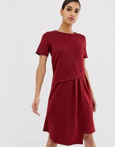 Платье-футболка миди в стиле oversize с драпировкой ASOS DESIGN-Красный