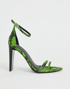 Зеленые босоножки на каблуке ASOS DESIGN-Зеленый