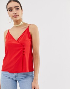 Топ с запахом и пуговицей ASOS DESIGN-Красный
