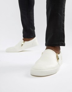 Белые кеды-слипоны с молниями ASOS DESIGN-Белый