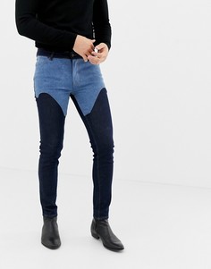 Джинсы скинни цвета индиго с отделкой в стиле вестерн ASOS DESIGN-Синий