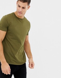 Зеленая футболка из органического хлопка с круглым вырезом ASOS DESIGN-Зеленый