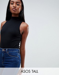 Черное боди без рукавов с высоким воротом ASOS DESIGN Tall-Черный