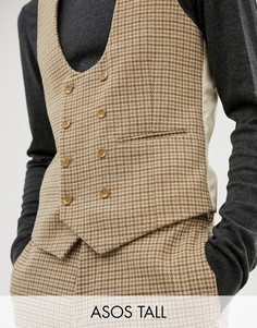 Светло-бежевый приталенный жилет в клетку ASOS DESIGN Tall wedding