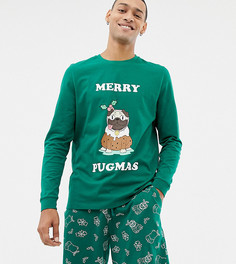 Новогодняя пижама с мопсом ASOS DESIGN-Зеленый