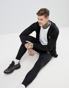 Худи черного цвета с золотистым логотипом SikSilk-Черный