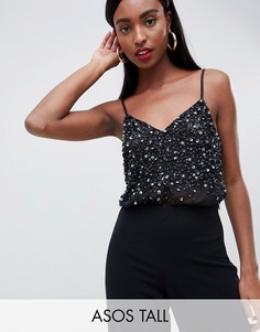 Боди с пайетками ASOS DESIGN Tall-Черный