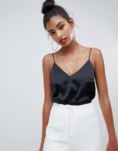 Атласный топ на бретельках ASOS DESIGN-Черный